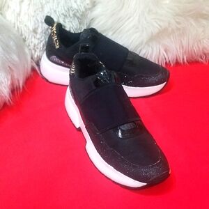Michael Kors Black and White Slip-On Athletic Sneakers